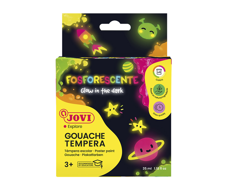 Image of Temperafärg JOVI Poster Paint 4 x 35 ml PHOSPHORESCENT colours 504 (6F) 3+ (6F) 7025348 8412027025348