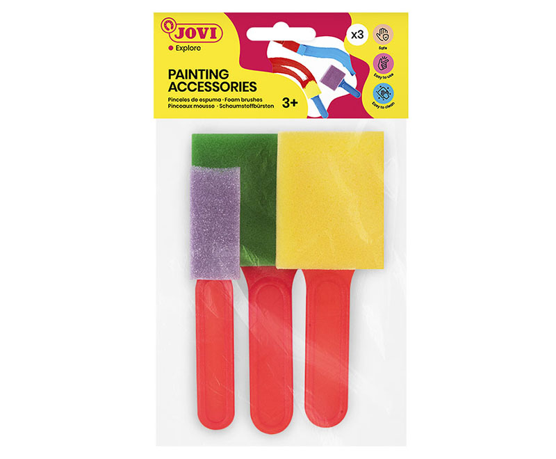 Image of Skumpenselset JOVI PAINTING ACC 3 large flat foam brushes 814 3+ (12F) 7026079 8412027026079