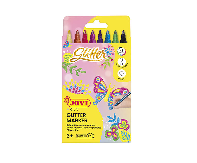 Image of Färgpennset JOVI GLITTER MARKER 8 felt pens Glitter ass. colours 1608G 3+ (24F) 7030922 8412027030922