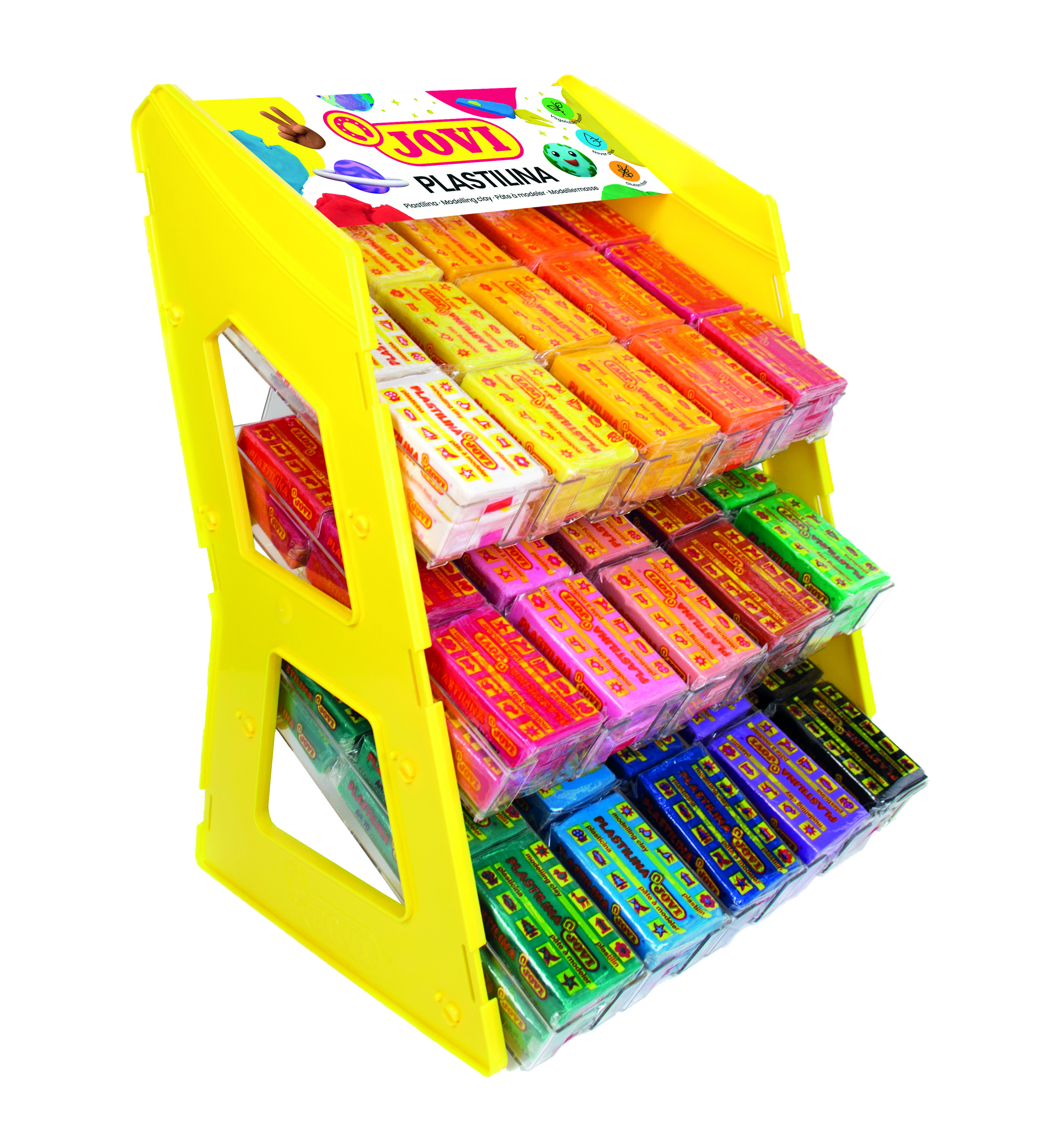 Image of Ställ Lera JOVI Plastilina Countertop display 90bars of 50g 15 kulörer 6av varje (1F) 7031189 8412027031189