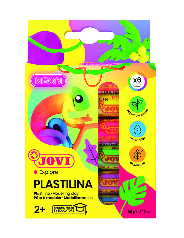 Image of Lerset JOVI Plastilina Box 6 Bars 15G ass. Colours Neon 90 6F 2+ (12F) 7031905 8412027031905