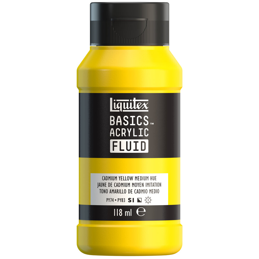 Image of Akrylfärg Liquitex Basics Fluid 118ml Cadmium Yellow Medium Hue 8870382 887452055341