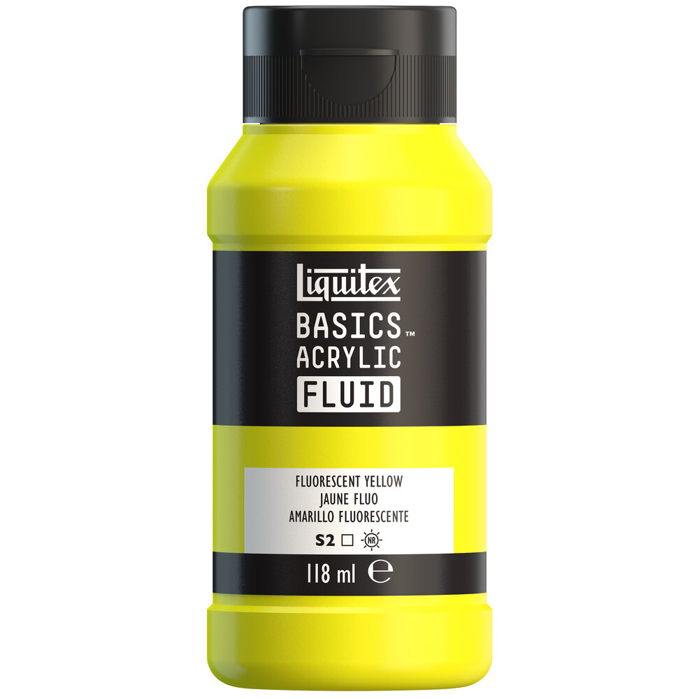 Image of Akrylfärg Liquitex Basics Fluid 118ml Fluorescent Yellow 8870422 887452055747