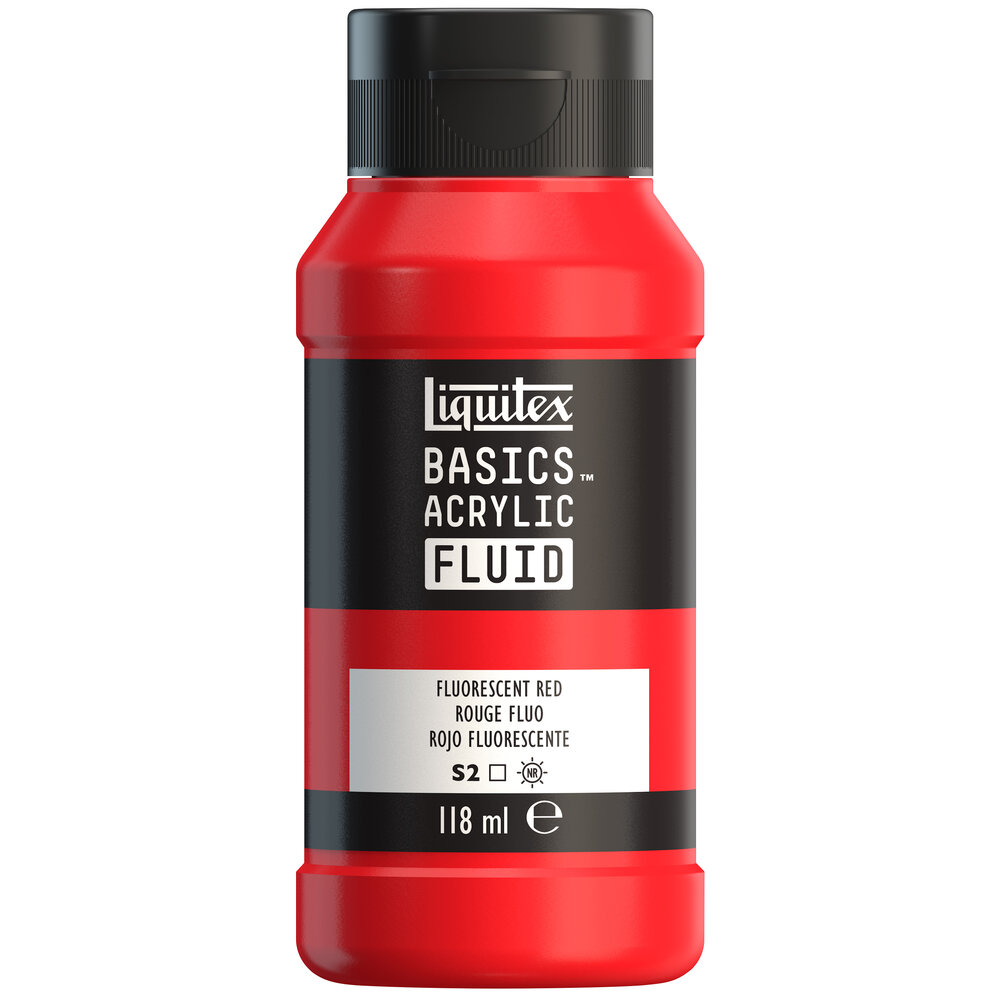 Image of Akrylfärg Liquitex Basics Fluid 118ml Fluorescent Red 8870424 887452055761