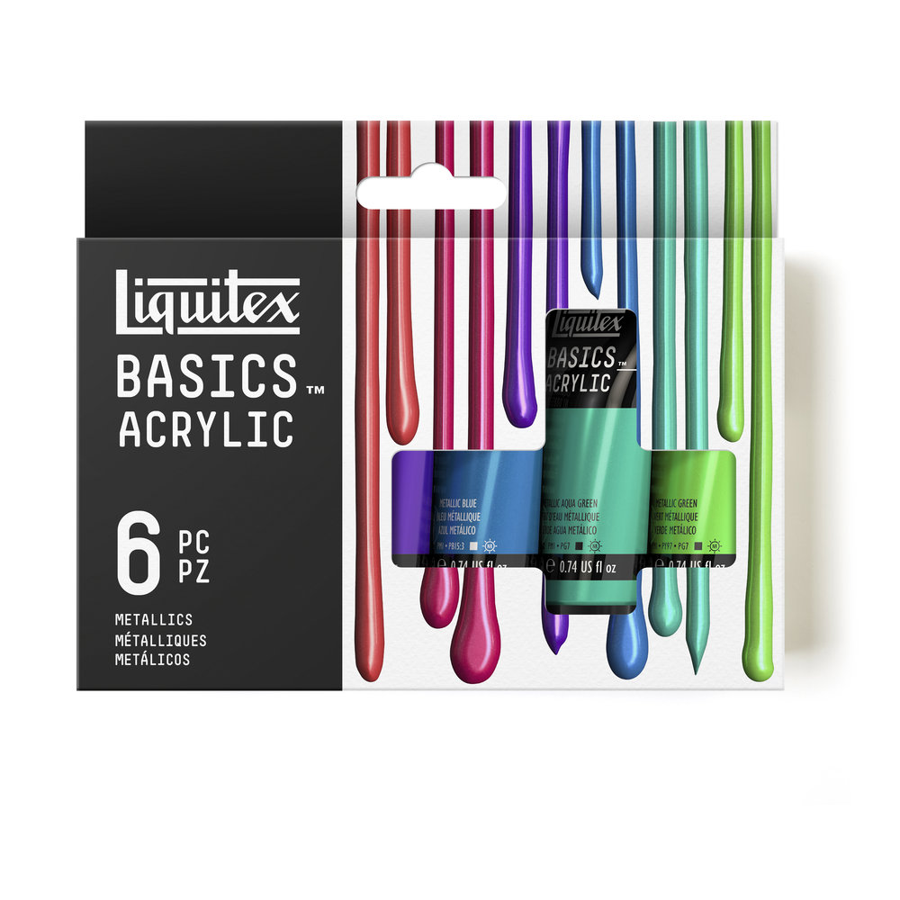 Image of Akrylfärgset Liquitex Basics 6X22ML SET METALLIC 3699479 887452064640