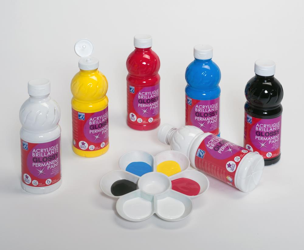 Image of Skolfärgset L&B Education  Akrylfärg glossy 6x500 ml 188294 3013641882949