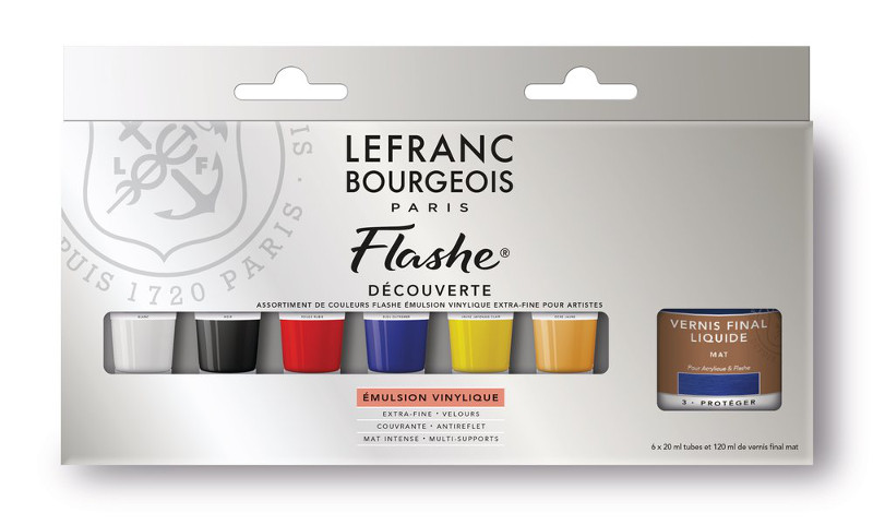 Image of Vinylfärgset L&B Flashe Discovery 6x20ml+fernissa 120ml 300340 3013643003403