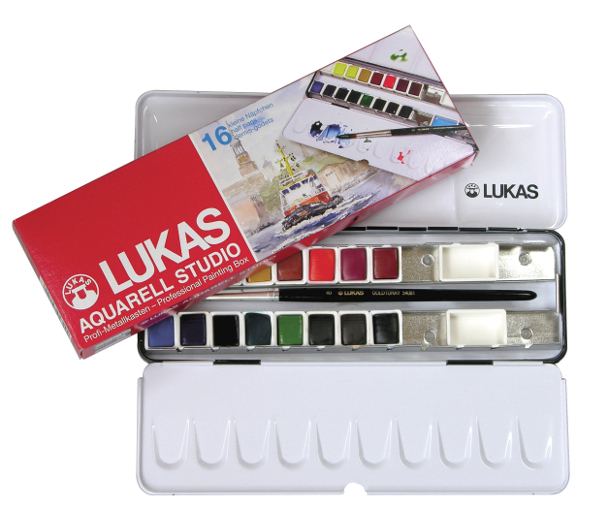 Image of Akvarellset Lukas Studio metall, 16st 1/2-koppar inkl pensel 67420000 4001128047294