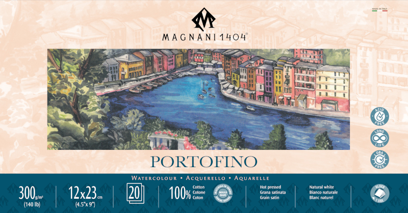 Image of Akvarellblock Magnani 1404 Portofino 300g S 12x23cm 20ark 50701223 8001348222644