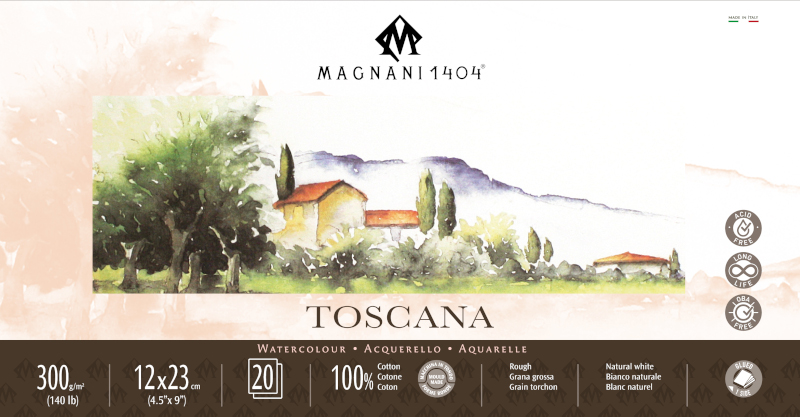Image of Akvarellblock Magnani 1404 Toscana 300g GG 12x23cm 20ark 50601223 8001348222798