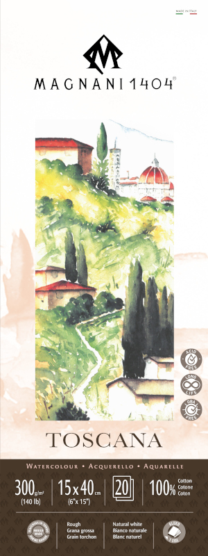 Image of Akvarellblock Magnani 1404 Toscana 300g GG 15x40cm 20ark 50601540 8001348222743