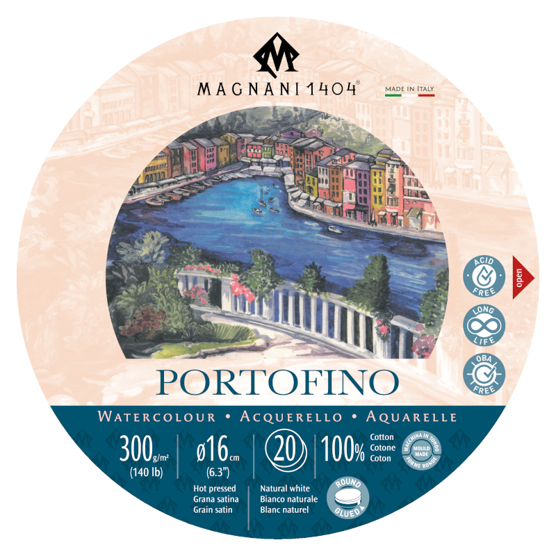 Image of Akvarellblock Magnani 1404 Portofino DS 300g S Rund 16cm 20ark 50400016 8001348222576