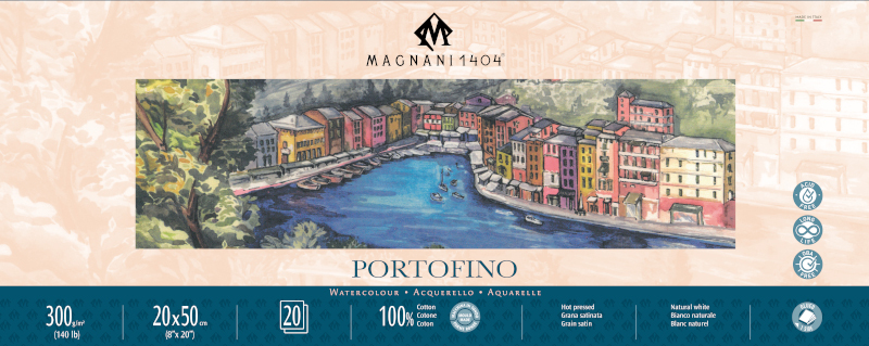Image of Akvarellblock Magnani 1404 Portofino 300g S 20x50cm 20ark 50702050 8001348222606