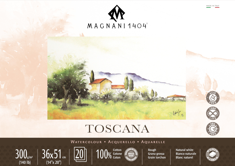 Image of Akvarellblock Magnani 1404 Toscana 300g GG 36x51cm 20ark 50603651 8001348222699