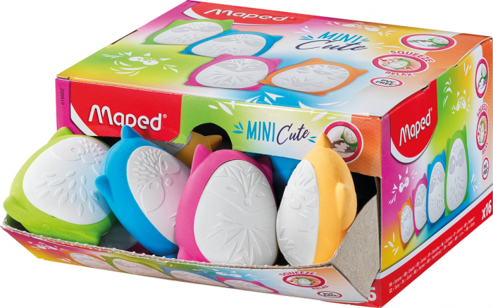 Image of Suddigum Maped Eraser Squeeze Kid'S Mini Cute In Display Box X16 # utgår 015502 3154140155025