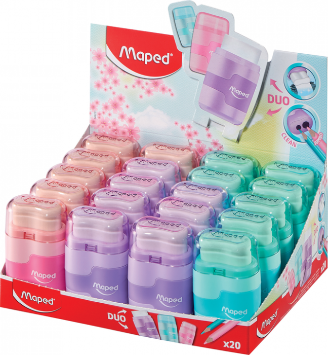 Image of Pennvässare Maped Eraser Connect Assorted Colours Pastel Two Holes Display (20F) 049231 3154140492311