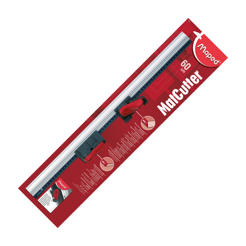 Image of Skärsystem Maped kit 60cm aluminium ruler, one 45°matcutter and one 90° matcutter (2F) 172500 3154141725005