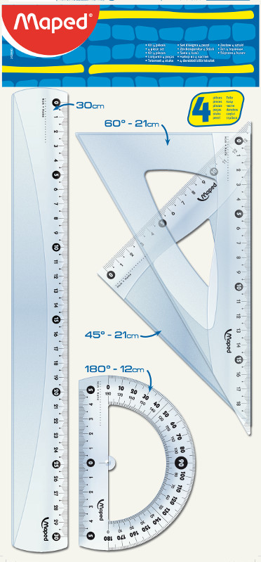 Image of Linjal Maped start drafting kit with 30 cm ruler / 2 squares 21cm / protractor 12cm  (40F) 242830 3154142428301
