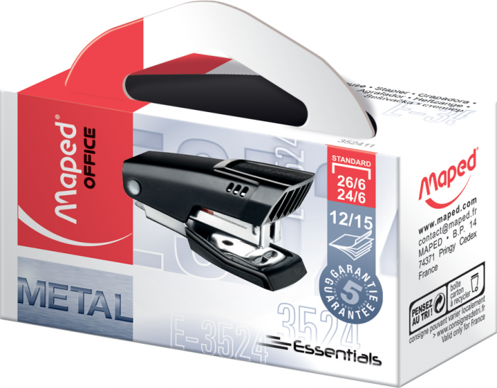 Image of Häftapparat Maped  Stapler Essentials Metal Mini 24/6-26/6 Peg Box+Display Box X20 352411 3154143524118