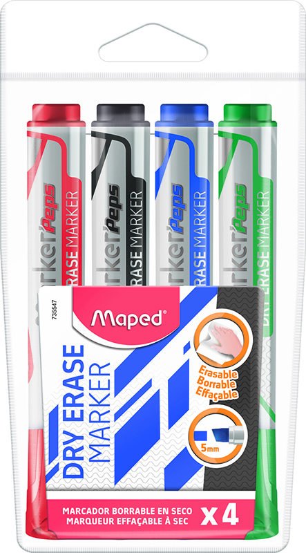 Image of Whiteboardpennset Maped Chisel 1-5mm x4 735547M 3154147355473