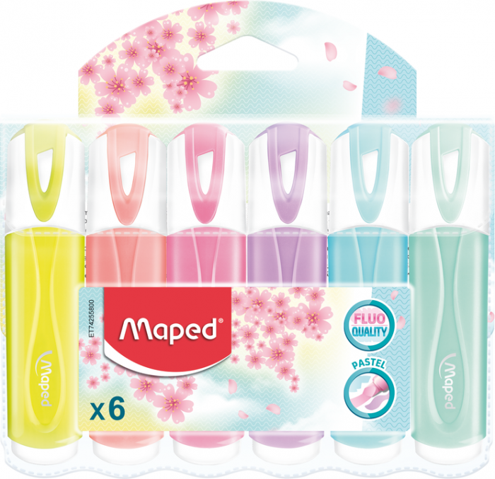 Image of Överstrykningspenna Maped Highlighter Fluo Pep'S  Classic Pastel Assorted Colours  In Pouch X6 742558 3154147425589