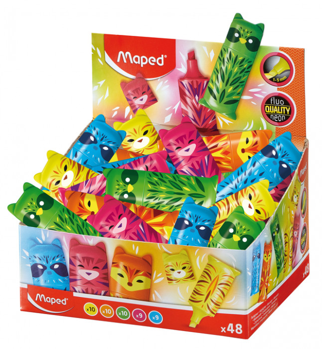Image of Ställ Färgpenna Maped Highlighter Mini Friends, Display x1 (48) 743638 3154147436387