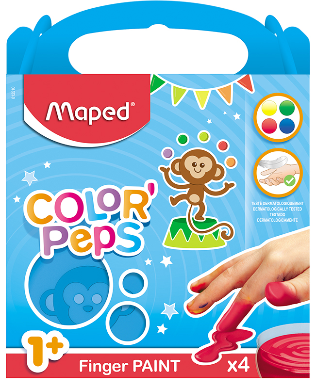 Image of Barnfärg Maped color' peps early age 4 finger paint pot 80g (10F) 812510 3154148125105