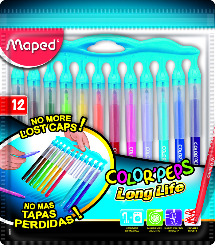 Image of Fiberpennset Maped color peps "long life" 12 felt tips innovation pouch (12F utgått) 845045 3154148450450