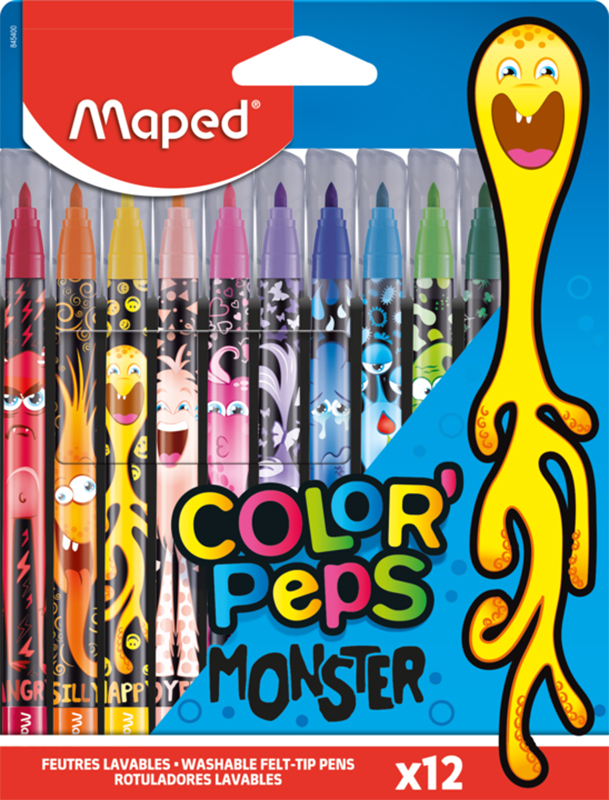 Image of Fiberpennset MAPED FELT TIPS COLOR'PEPS MONSTER X12 BOX 845400 3154148454007
