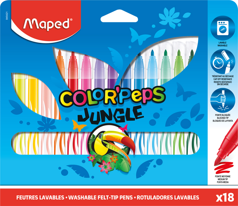 Image of Fiberpennset Maped FELT TIPS COLOR'PEPS  JUNGLE  MEDIUM TIP - utgått 845421 3154148454212