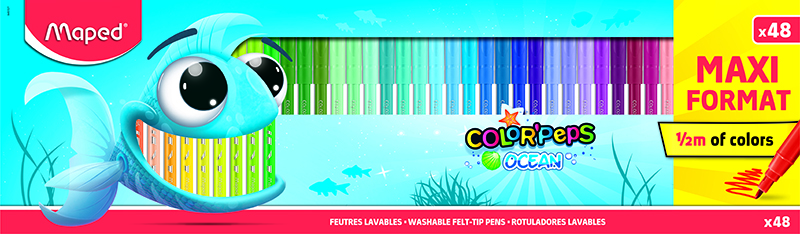 Image of Fiberpennset Maped MAPED COLORPEPS OCEAN FELT PENS X48 BOX 845727 3154148457275