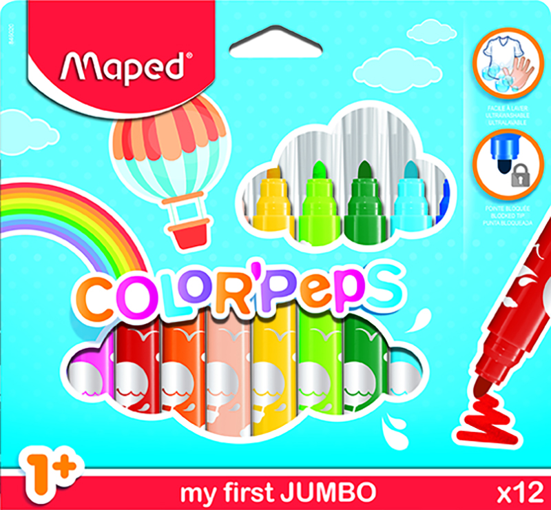 Image of Fiberpennset Maped color' peps early age ultrawashable 12 felt tip jumbo (12F) 846020 3154148460206