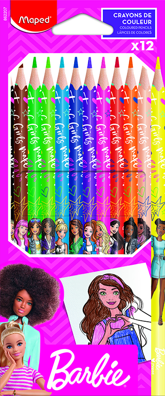 Image of Färgpennset Maped COLOURED PENCILS BARBIE X12 CARDBOARD BOX 862207 3154148622079