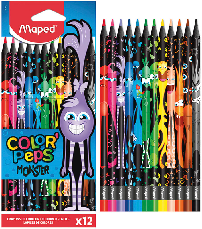 Image of Färgpennset Maped Monster 12 pennor 862612 3154148626121