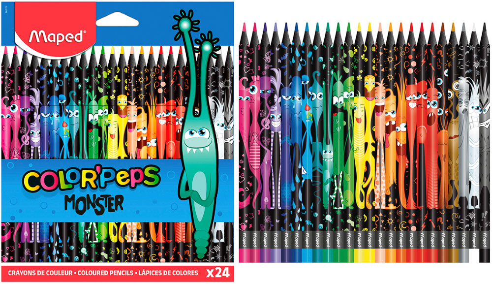 Image of Färgpennset Maped Monster 24 pennor 862624 3154148626244