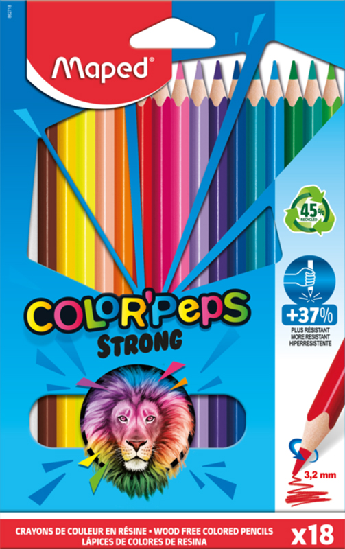 Image of Färgpennset MAPED PENCILS COLOR PEPS STRONG X18 CARDBOARD 862718 3154148627180