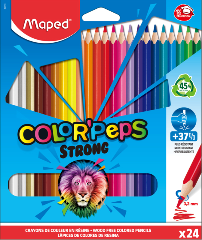 Image of Färgpennset MAPED PENCILS COLOR PEPS STRONG X24 CARDBOARD 862724 3154148627241