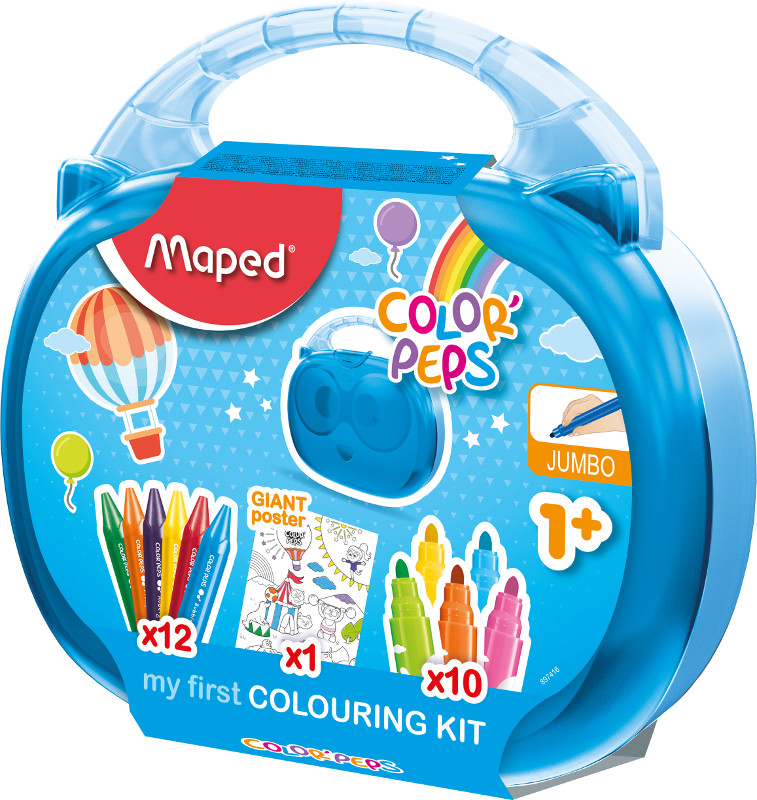 Image of Fiberpenn & kritset Maped early age colouring case  (10 felt pens, 12 crayons, 1 poster) 897416 3154148974161