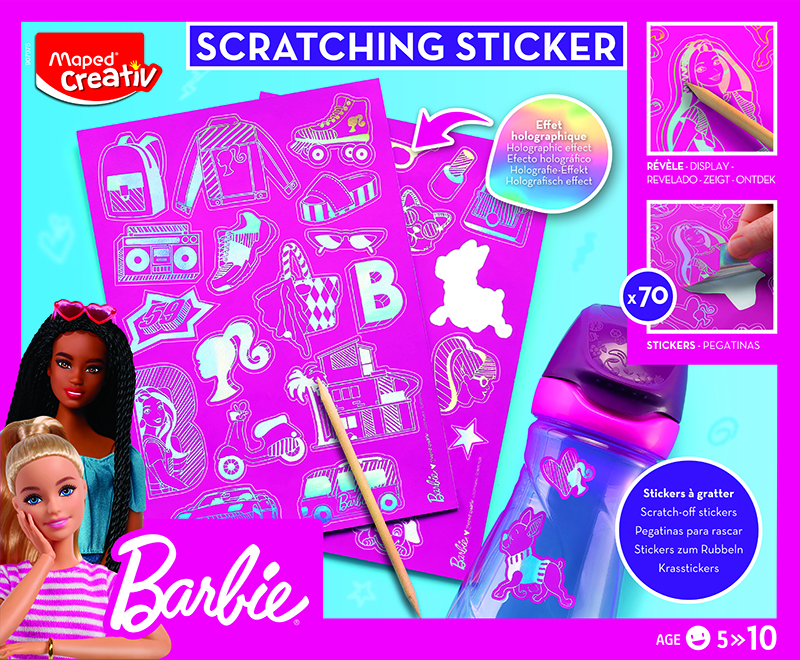 Image of Barbie Maped Scratching Stickers (12F) 5+ 907075 3154149070756