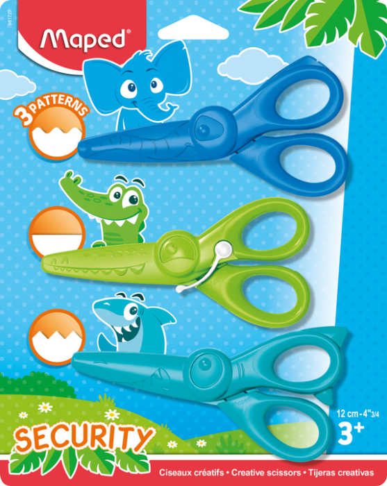 Image of Sax Maped Scissors Kidicraft 12Cm On Blister Card X3 981727 3154149817276