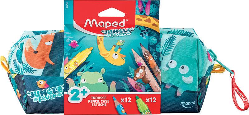 Image of Färgpennset Maped Pencil Case Jungle Fever 12 Felt-Pens + 12 Pencils 984732 3154149847327