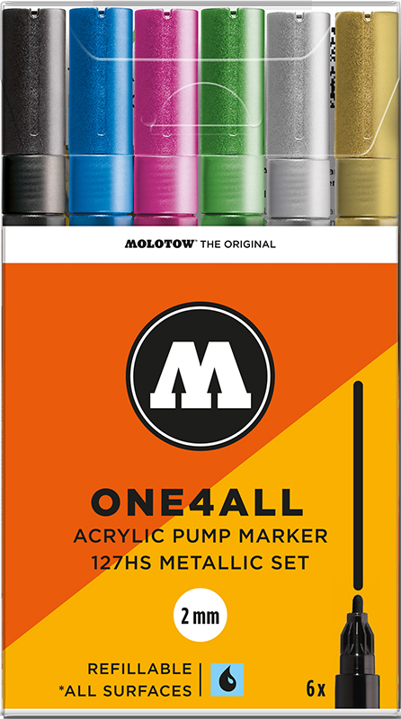 Image of Akrylmarker Molotow 127HS Metallic set. 6st 2mm 200197 4250397606965