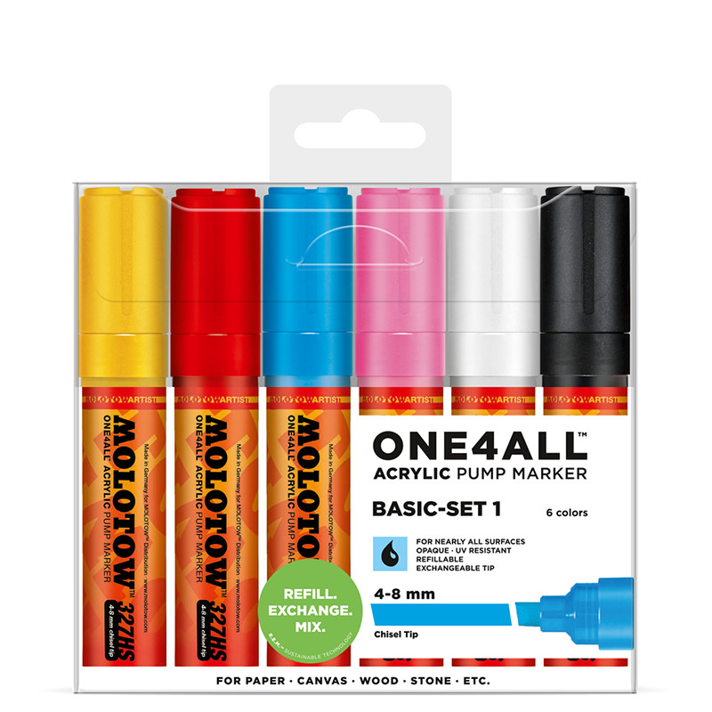 Image of Akrylmarker Molotow 327HS Chisel kit 6 markers 200280 4250397607122