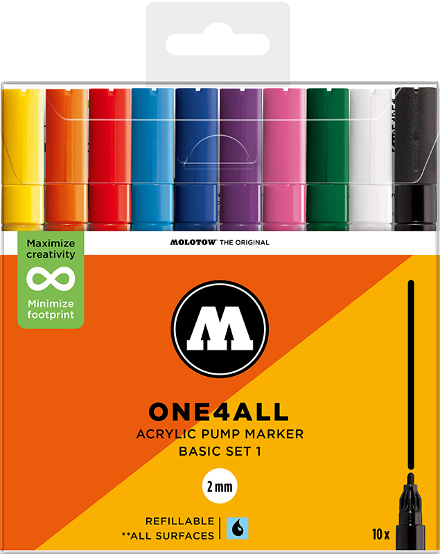 Image of Akrylmarker Molotow 127HS Basic 1. set. 10st 2mm 200450 4250397614335