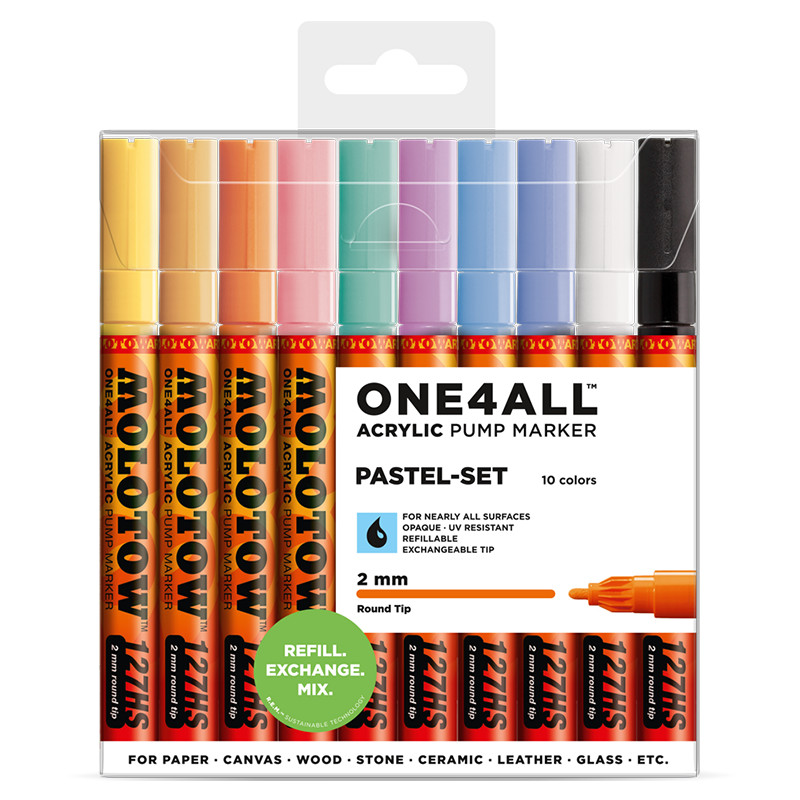 Image of Akrylmarker Molotow 127HS Pastel set. 10st 2mm 200452 4250397614359