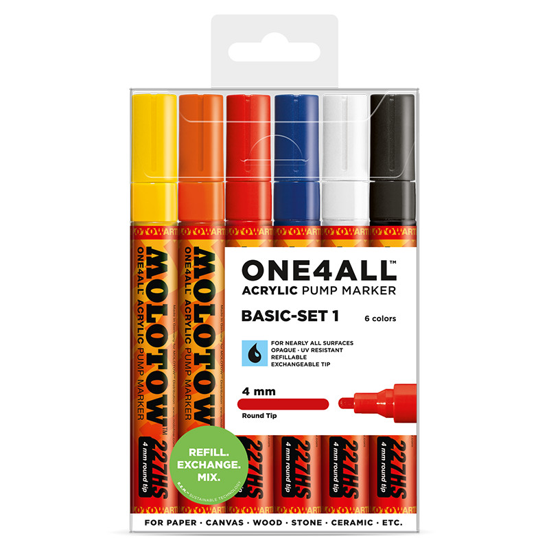 Image of Akrylmarker Molotow 227HS Basic set 1. 6st 4mm utgår 200453 4250397614366