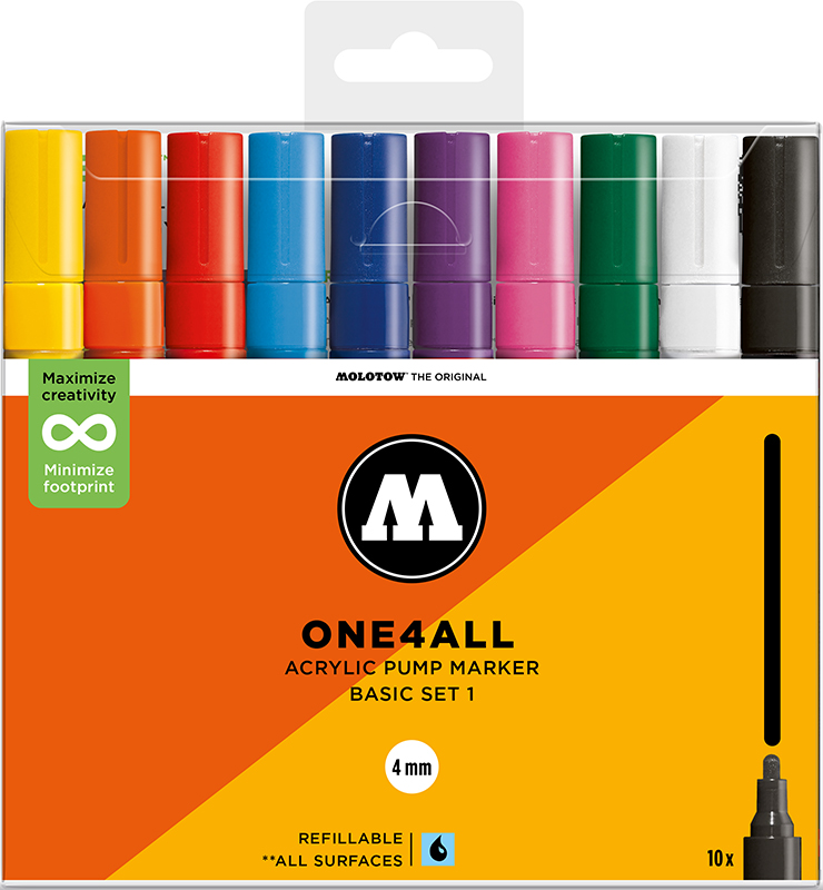 Image of Akrylmarker Molotow 227HS Basic 1. set. 10st 4mm 200456 4250397614397