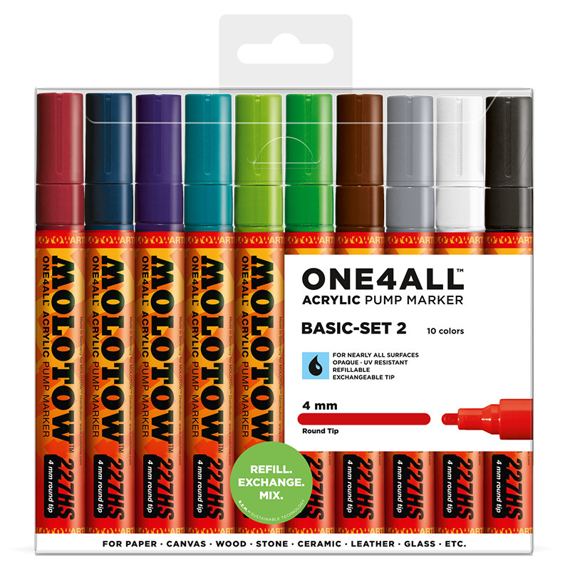 Image of Akrylmarker Molotow 227HS Basic 2 set. 10st 4mm 200457 4250397614403