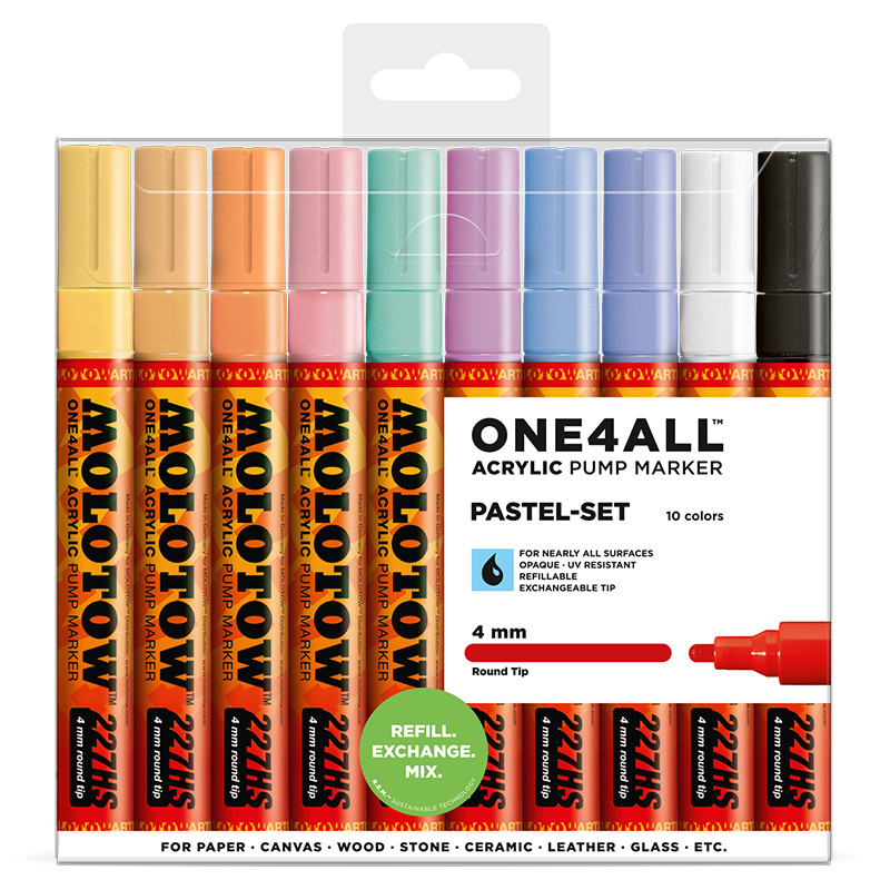 Image of Akrylmarker Molotow 227HS Pastel set. 10st 4mm 200458 4250397614410