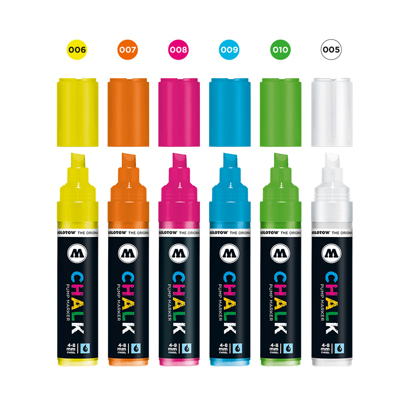 Image of Chalk Markerset Molotow 4-8mm Neon set 6pennor 200475 4250397623191